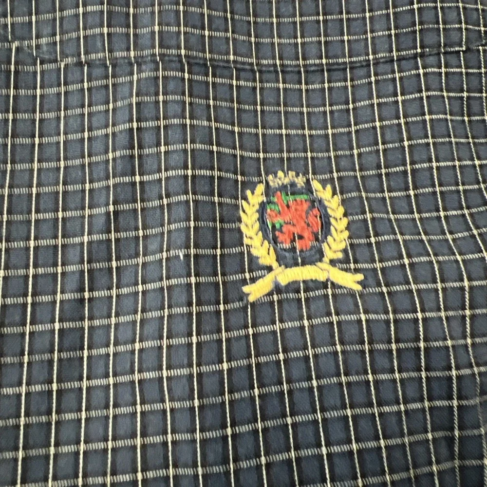 Tommy Hilfiger Long Sleeve Men's Large L Shirt Blue Plaid Button Up Shirt‎